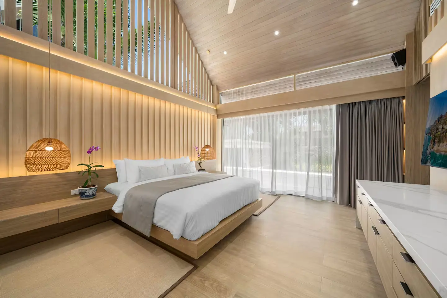 Spacious luxury family guest bedroom at Mandarin Beach Villa Koh Samui.