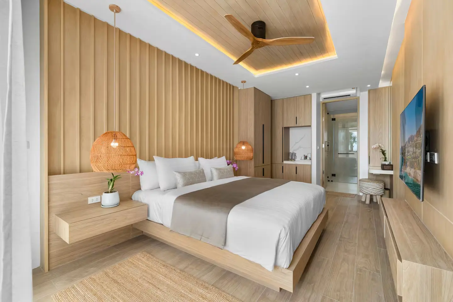 Luxury tropical family bedroom suite at Mandarin Beach Villa Koh Samui.