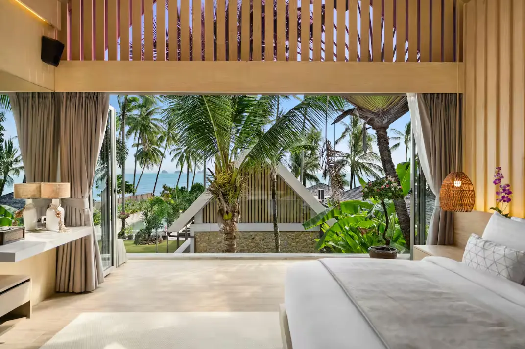 Spacious luxury family suite with elegant interiors at Mandarin Beach Villa Koh Samui.