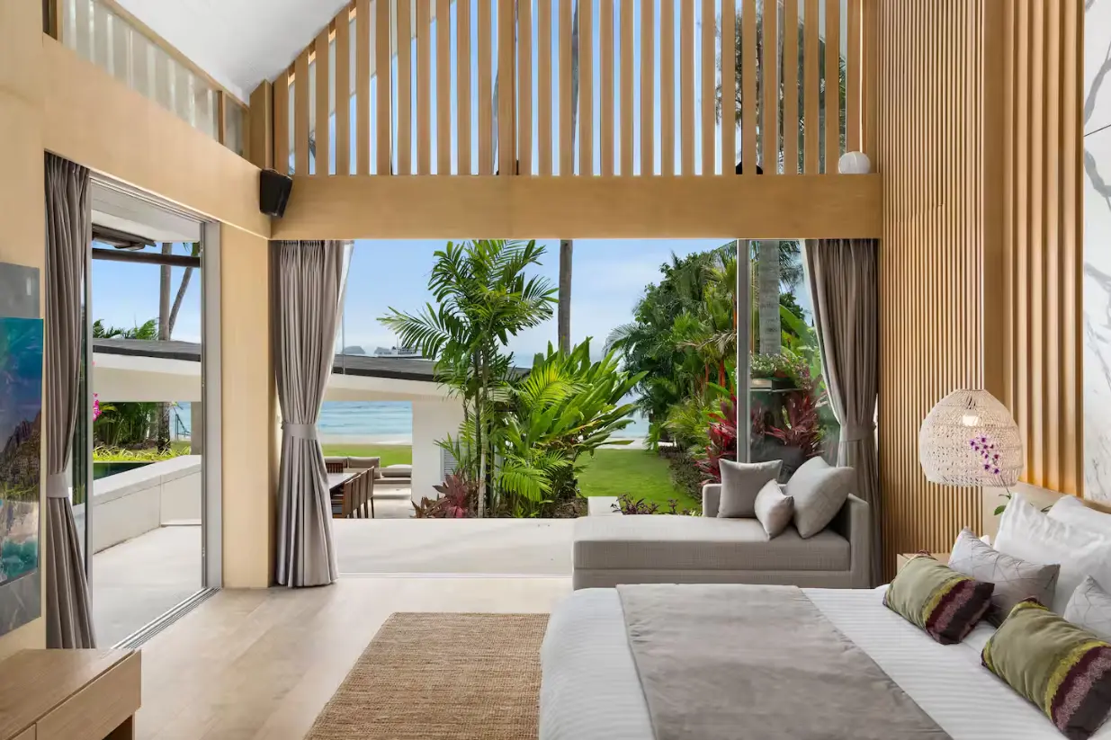 Luxury sea view family bedroom at Mandarin Beach Villa Koh Samui.