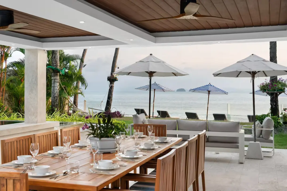 Luxury private chef beachfront dining experience for families at Mandarin Beach Villa Koh Samui.