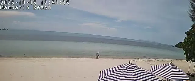 Frame from Mandarin Beach Villa's beachfront camera at Lipa Noi, sampled at 5 Oct 2026, 12:50 Thailand time