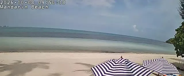 Frame from Mandarin Beach Villa's beachfront camera at Lipa Noi, sampled at 8 Oct 2026, 09:50 Thailand time