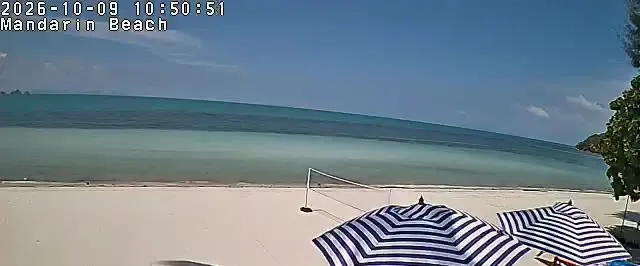Frame from Mandarin Beach Villa's beachfront camera at Lipa Noi, sampled at 9 Oct 2026, 10:50 Thailand time