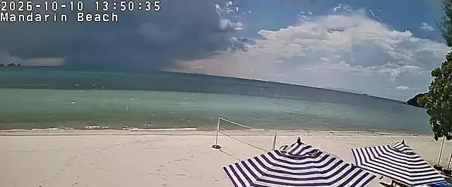 Frame from Mandarin Beach Villa's beachfront camera at Lipa Noi, sampled at 10 Oct 2026, 13:50 Thailand time
